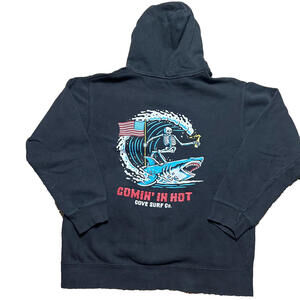 Cove Surf Co Hoodie Men Medium M Black Pullover Graphic Print Sweater Skeleton